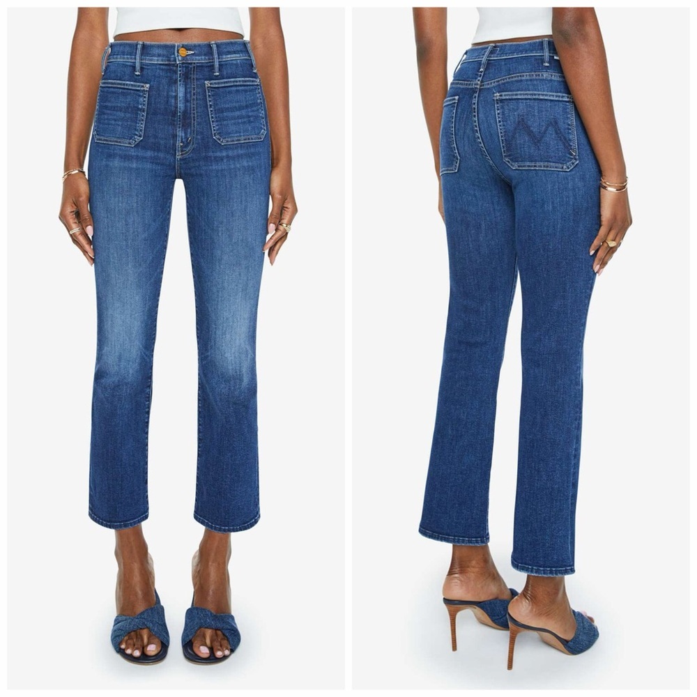 Mother Hustler Patch Pocket Ankle Jeans in Teaming Up Wash Size 25 Medium Wash